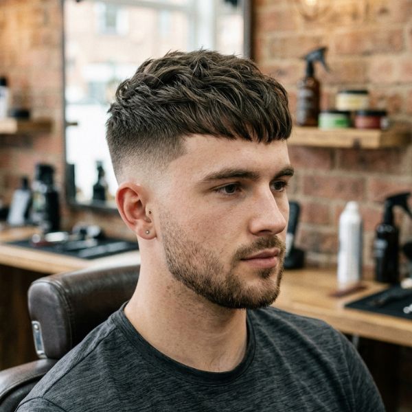 Brushed Forward French Crop with a Mid Fade