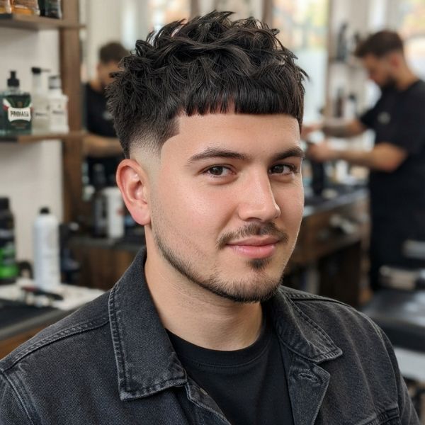 Burst Fade French Crop for Round Face