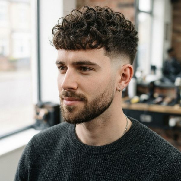Curly French Crop Drop Fade