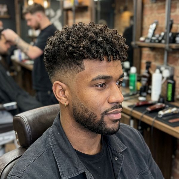 Curly French Crop Mid Fade