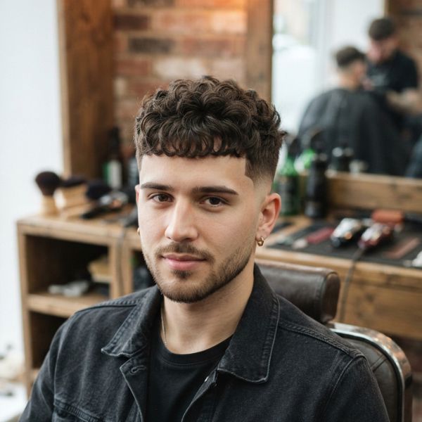 Curly French Crop with Clean Fade Crop
