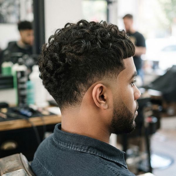 French Crop Burst Fade for Curly Hair
