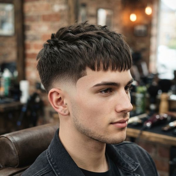 French Crop Burst Fade for Straight Hair