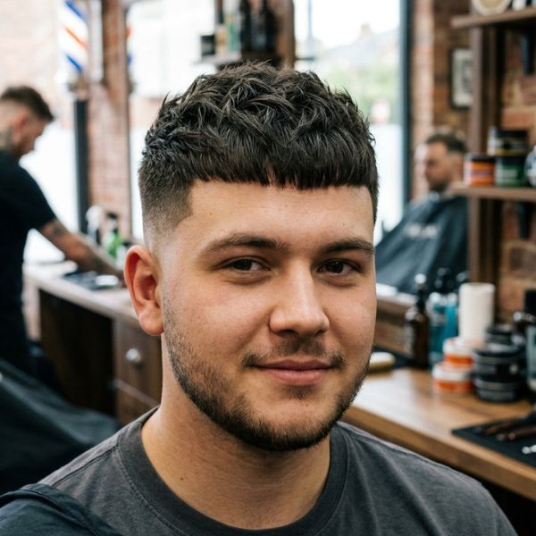 French Crop Mid Fade for Round Face