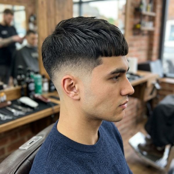 French Crop Taper Fade Straight Hair