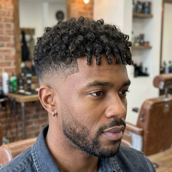 French Crop Taper Fade on Curly Hair