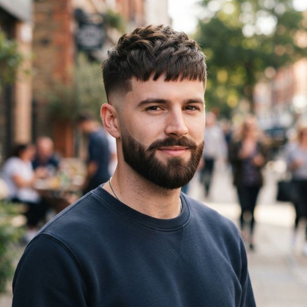 French Crop Taper Fade with Beard