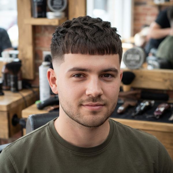 French Crop for Round Face with Taper Fade