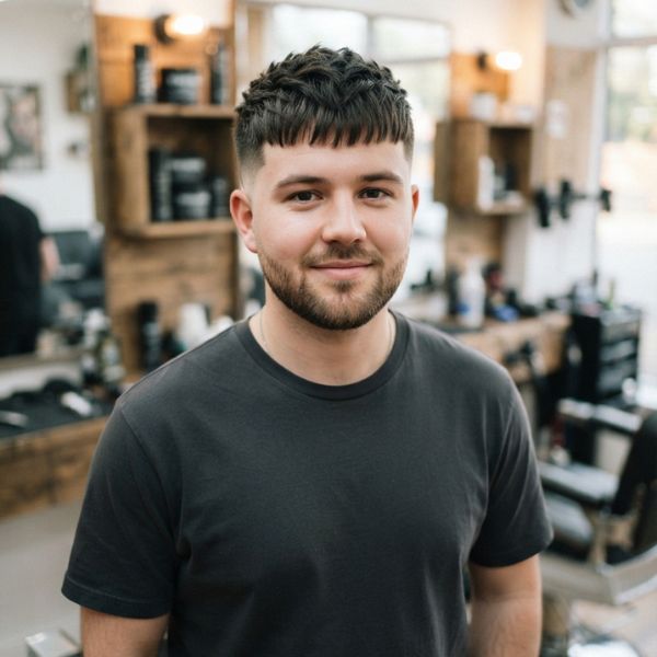 Mid Fade French Crop for Round Face