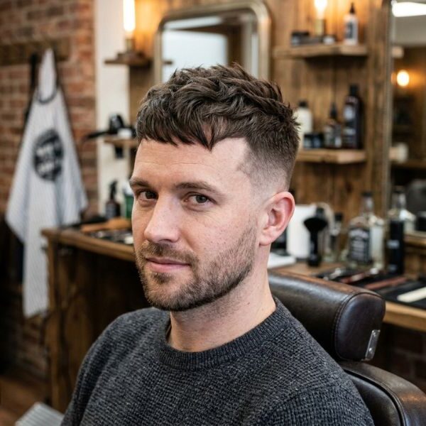 Short Textured French Crop for a Receding Hairline