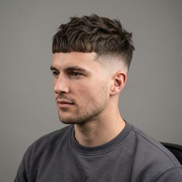 Short Textured French Crop with High Fade