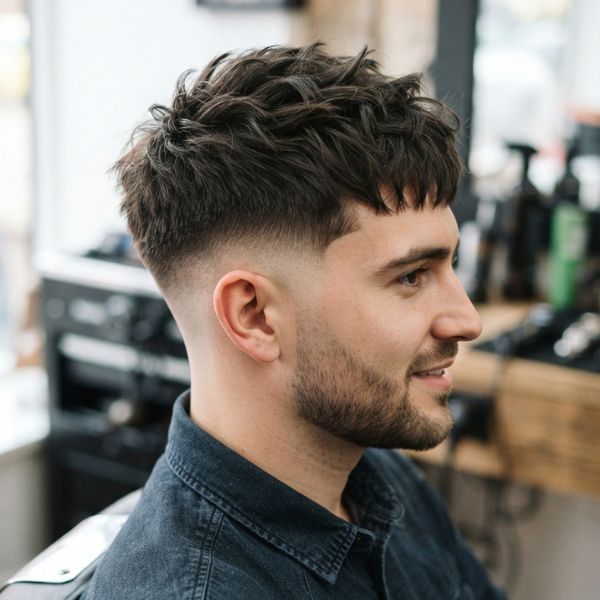 Textured French Crop Burst Fade