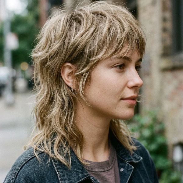 Balanced Neutral Blonde Mullet