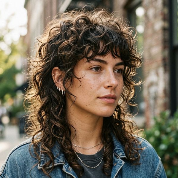 Choppy Layered Curly Mullet