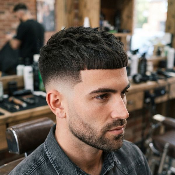 Blunt Fringe French Crop Low Fade