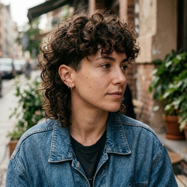 Cropped Curly Mullet