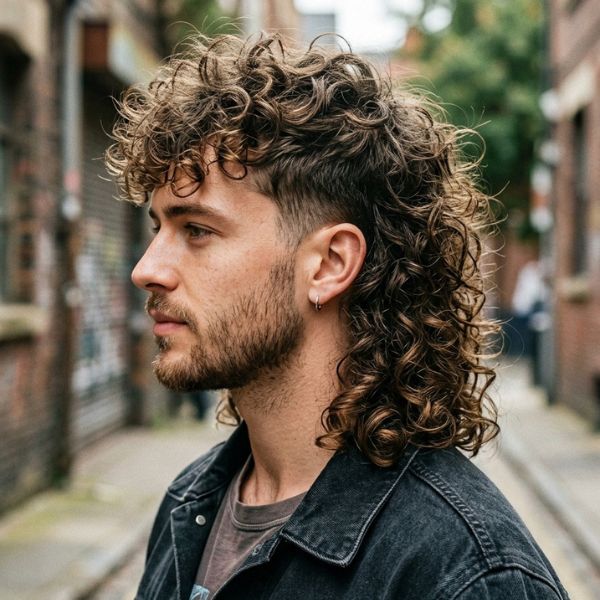 Curly Long Modern Mullet