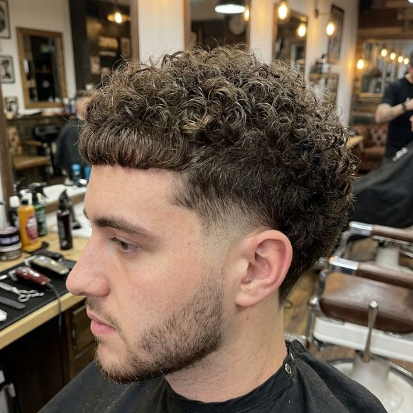 French Crop Burst Fade for Curly Hair