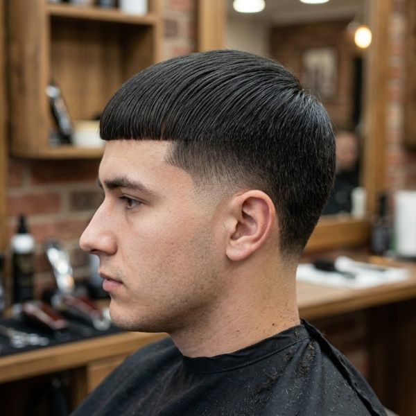 French Crop Burst Fade for Straight Hair