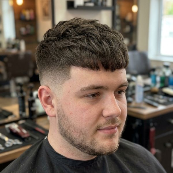 French Crop Mid Fade for Round Face