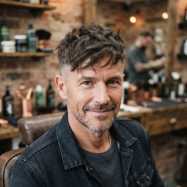 Messy Crop Haircut for Middle Aged Men