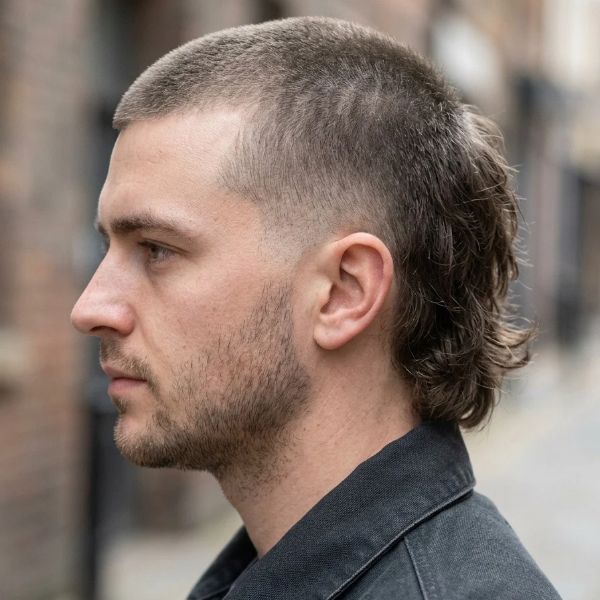 Minimal Fade Buzz Mullet