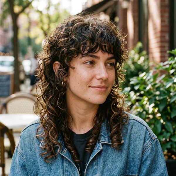 Soft Layered Curly Mullet