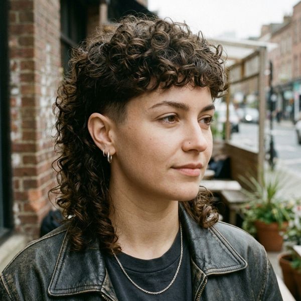 Tapered Short Curly Mullet