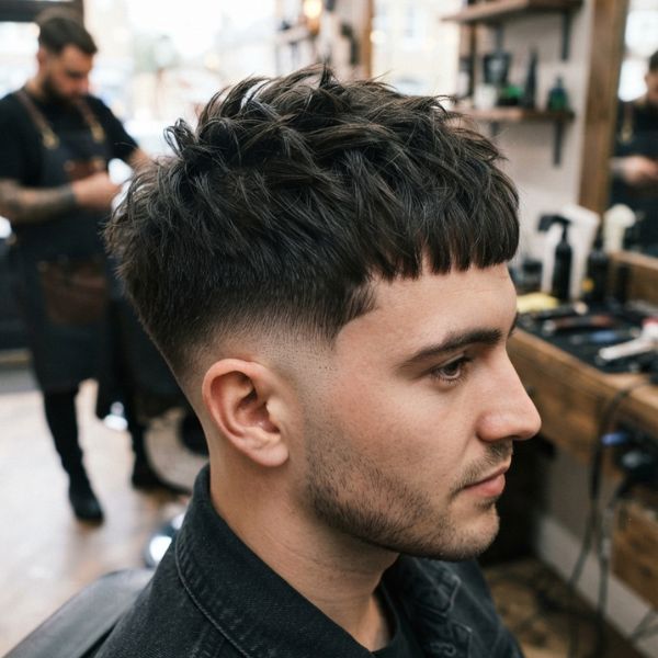 Textured French Crop Burst Fade