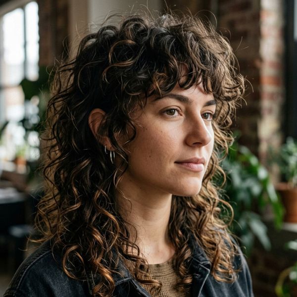 Textured Medium Curly Mullet