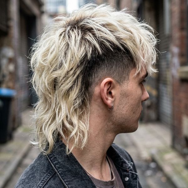 Undercut Contrast Blonde Mullet