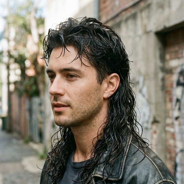 Wet Look Long Mullet