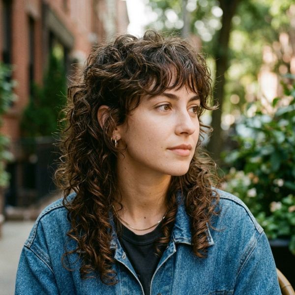 Wispy Bangs Curly Mullet
